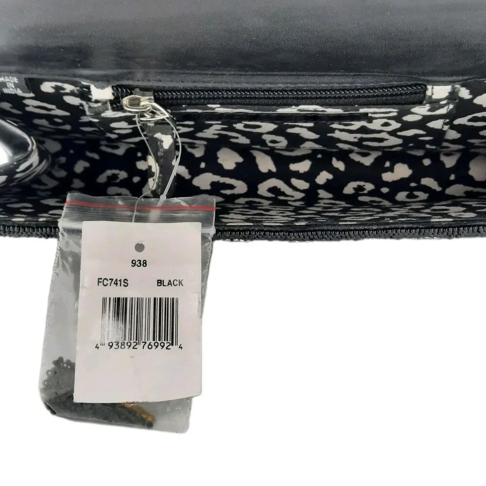 Deepa Gurnani Pattern Handmade Bead/Crystal Evening Bag Clutch Black NEW FLAWS